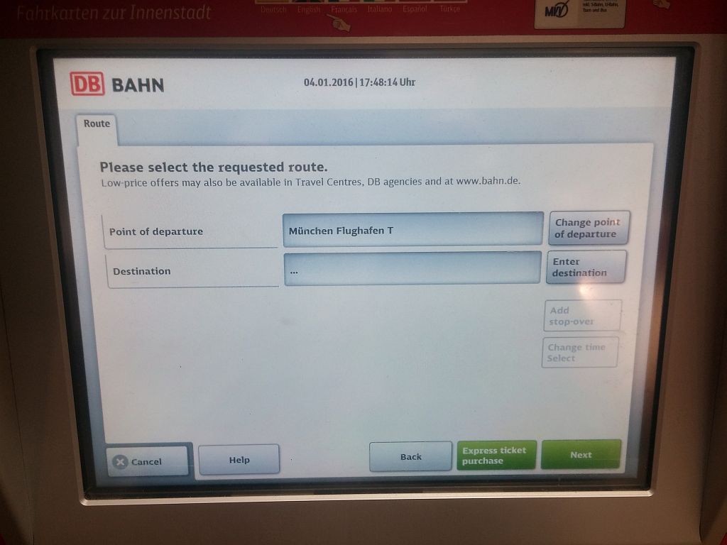 train ticket from Munich airport