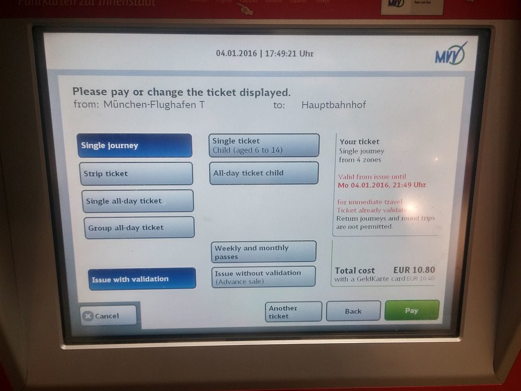 Munich Airport Train ticket buying guide
