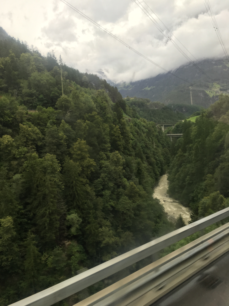 Flixbus travel ride Switzerland - mountain stream